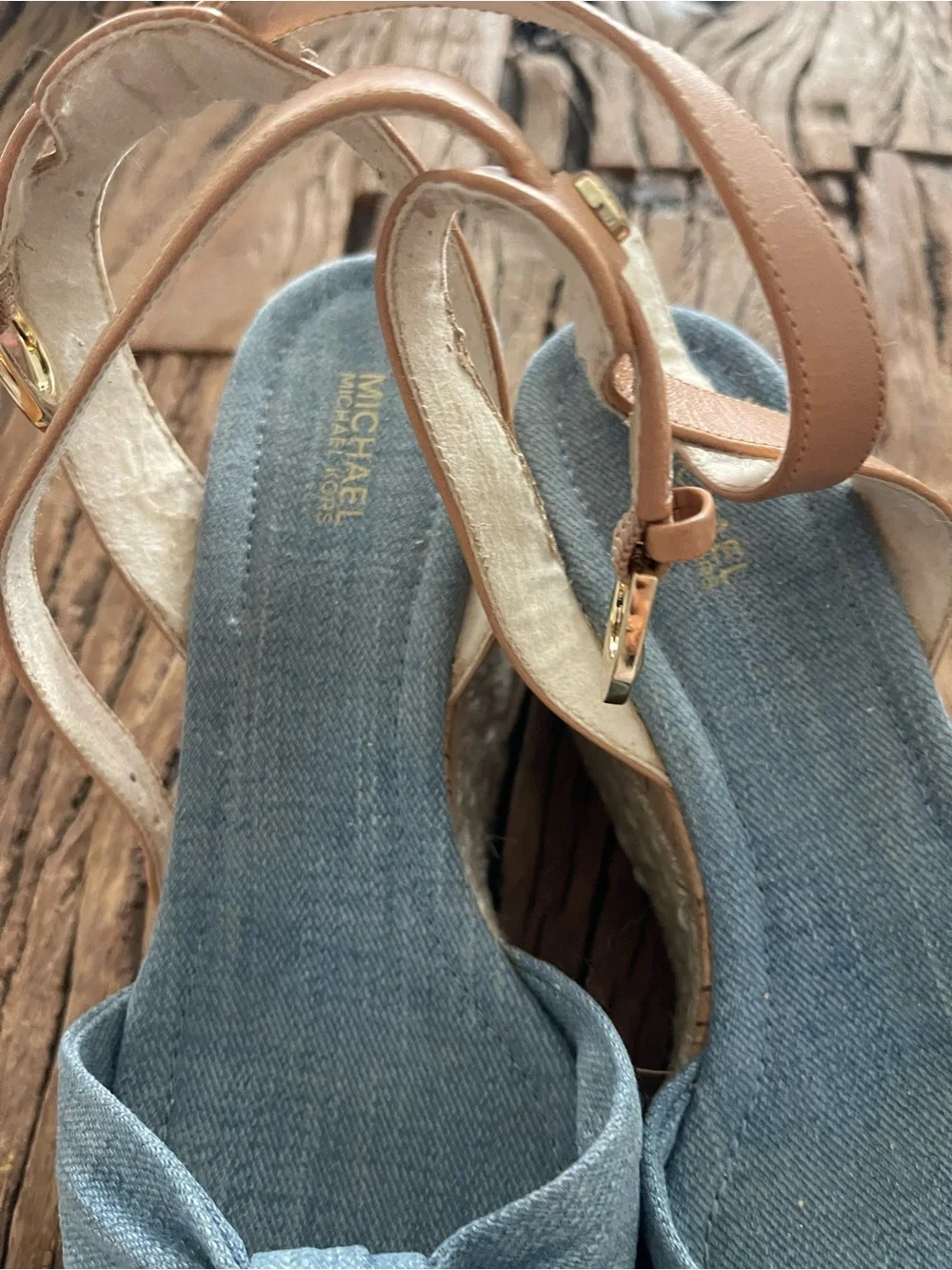 Denim Knot Espadrille Wedge Sandals - Blue